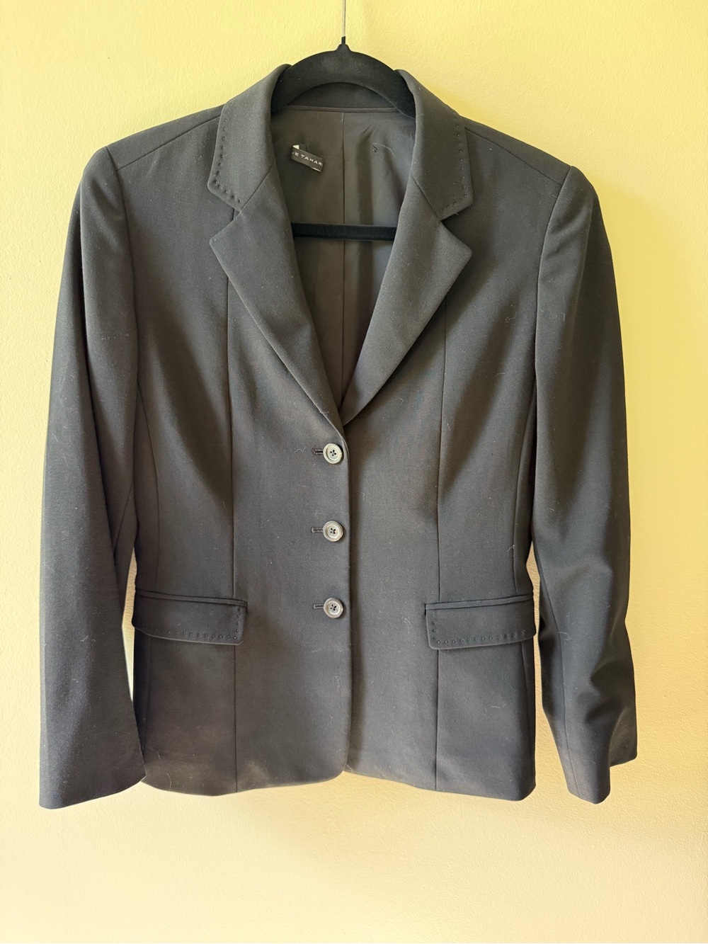 Elie Tahari Black Tailored Blazer Pick-Stitch Detail Size 6